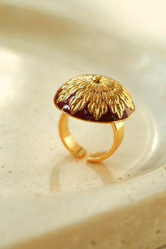 Enamel Glaze Round Chrysanthemum Ring