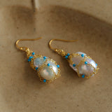 Spring Heartbeat Blue Turquoise Baroque Earrings