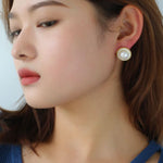 Button Freshwater Pearl Stud Earrings