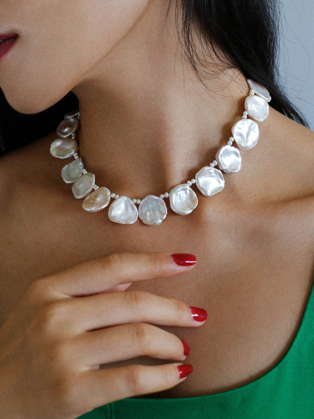 Natural Baroque Petal Pearl Necklace