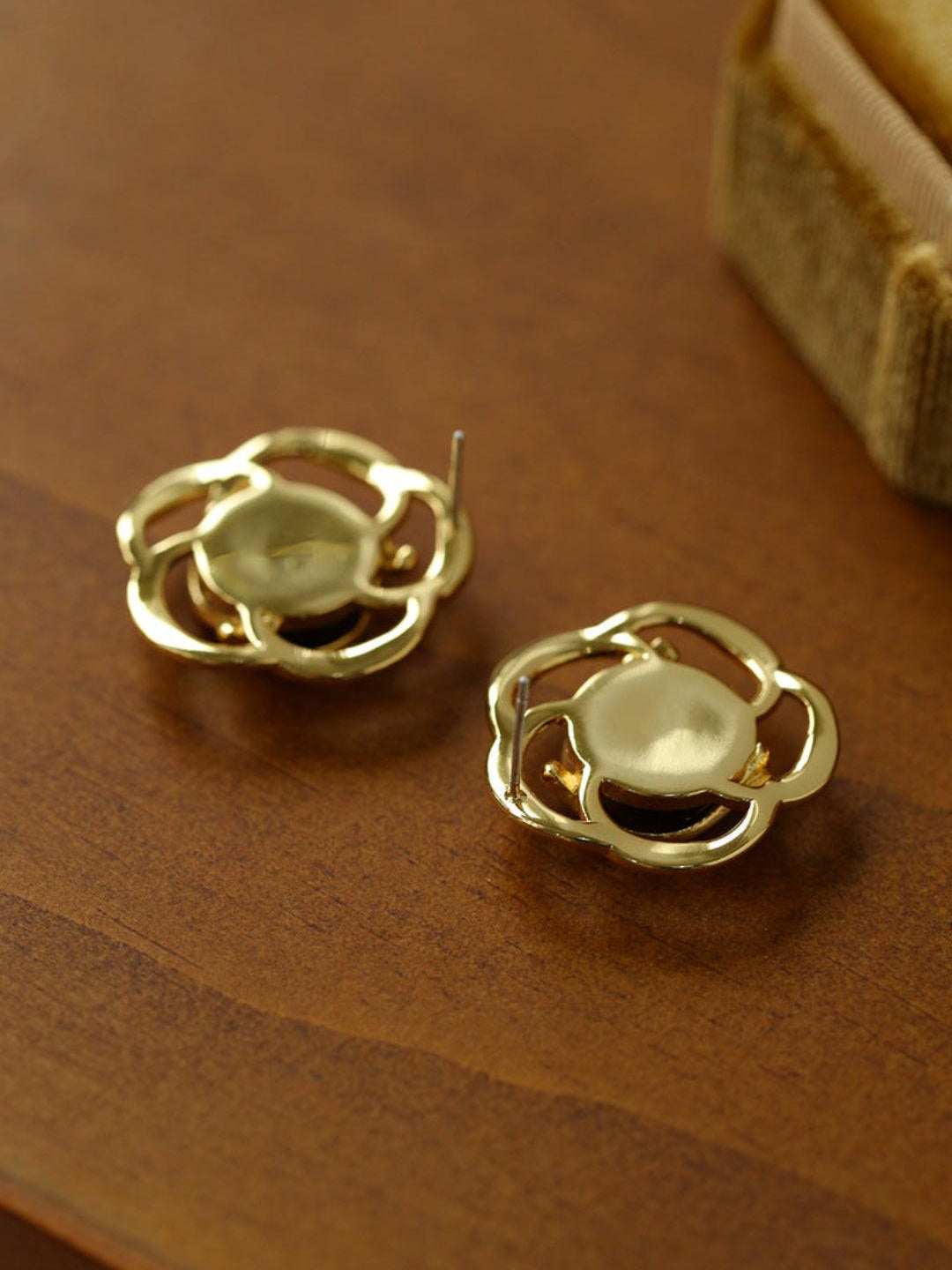 Tiger Eye Gemstone Camellia Earrings - Gembea Jewelry