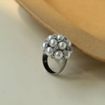 Full Star Flower Artificial Pearl Zircon Ring