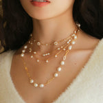 Overlay Natural Pearl Pendant Necklace