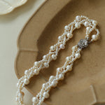 Hand Woven Winding Rice Bead Pearl Choker Necklace