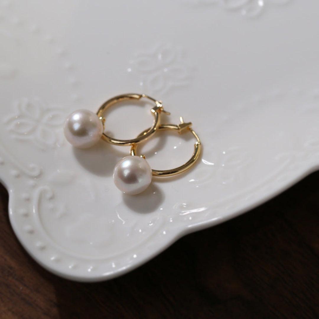 Love and The City Pearl Hoop Earrings - Gembea Jewelry