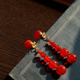 Graded Black and Red Agate Drop Earrings