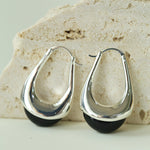 Water Drop Crystal Black Agate Earrings-Gembea Jewelry