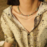 Colored Natural Stone Shell Beaded Choker Necklace