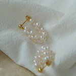 Hand-woven Freshwater Pearl Hoop Earring