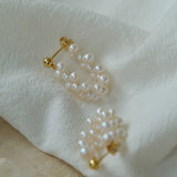 Hand-woven Freshwater Pearl Hoop Earring