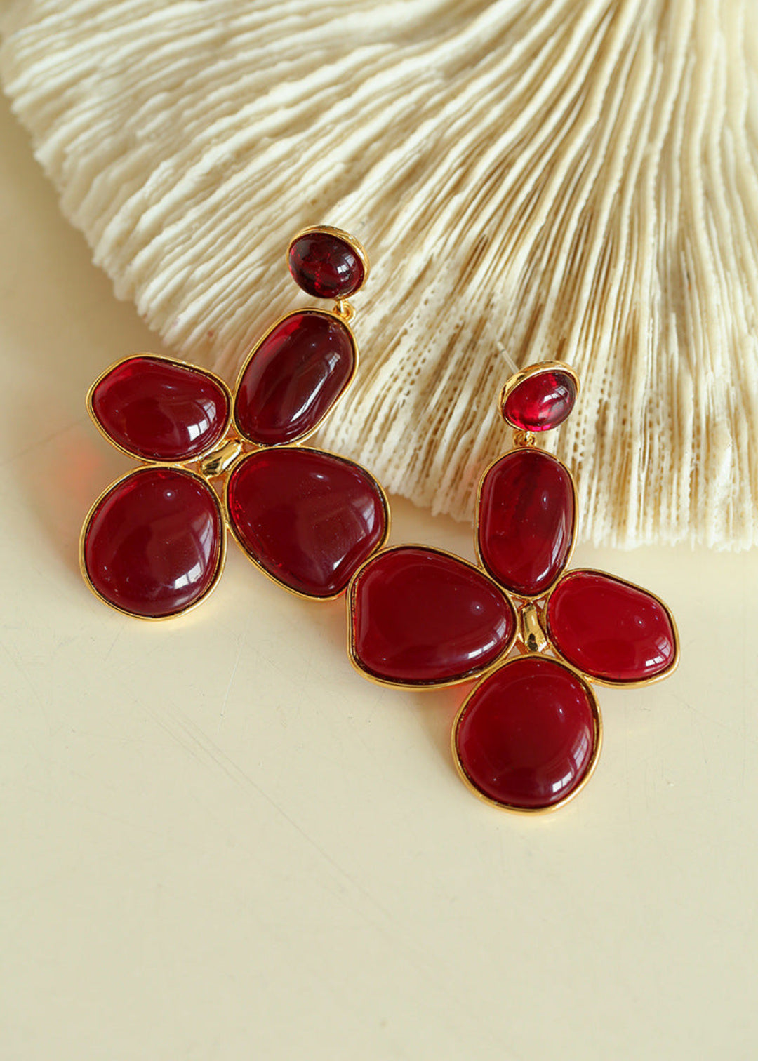 Red and Green Glazed Lilac Earrings