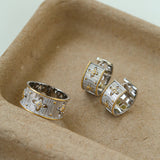 Hollowed-out Cross-flower Ear Clasp Earrings-Gembea Jewelry