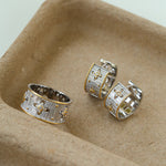Hollowed-out Cross-flower Silver Ring-Gembea Jewelry