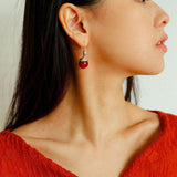 Red and Green Agate Gourd Ear Hook Earrings