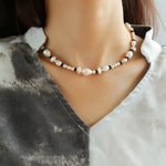 Baroque Pearl Black Agate Beaded Necklace