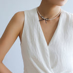 Bow Rice Freshwater Pearl Necklace-Gembea Jewelry