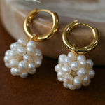 Hand-woven Spherical Pearl Earrings