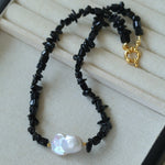 Special-Shaped Black Agate Baroque Choker Necklace