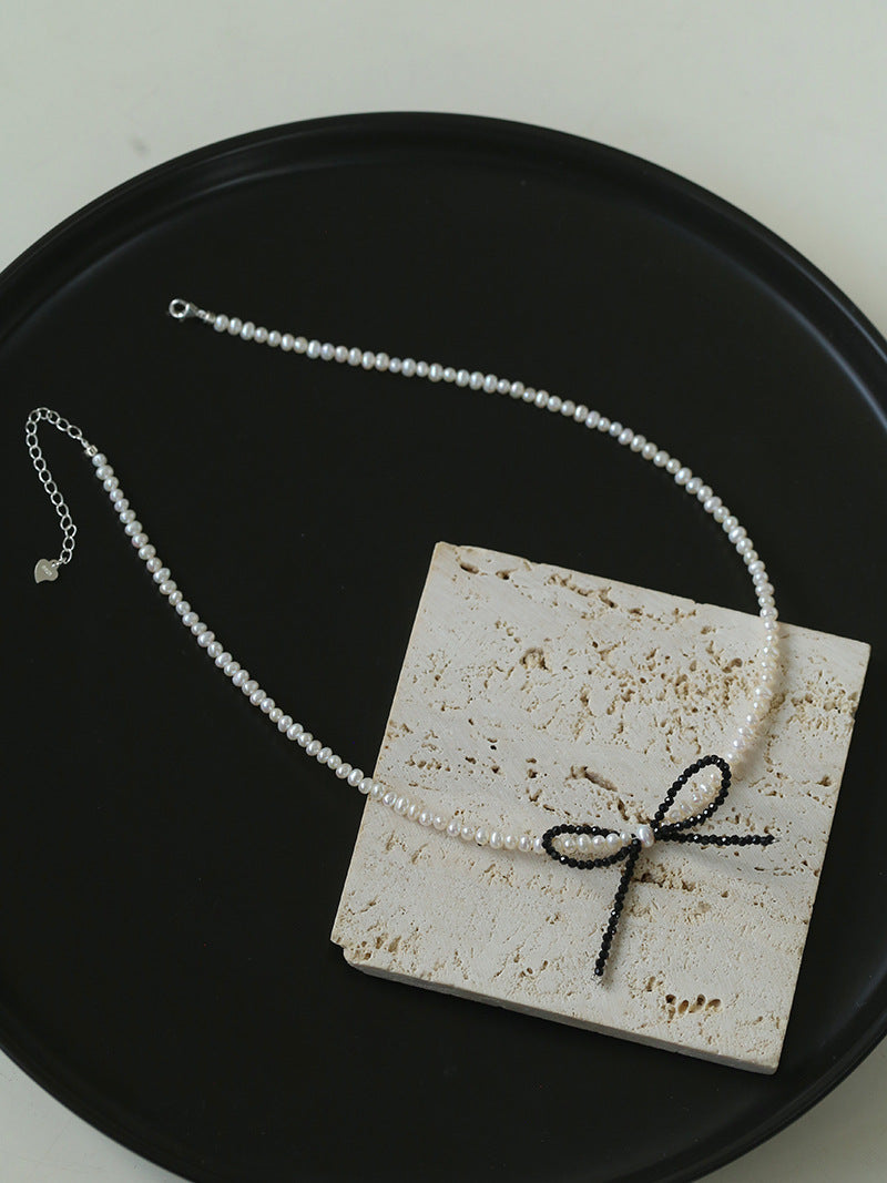 Bow Rice Freshwater Pearl Necklace-Gembea Jewelry
