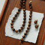 Tiger's Eye Stone Drop Earrings-Gembea Jewelry