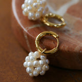 Hand-woven Spherical Pearl Earrings