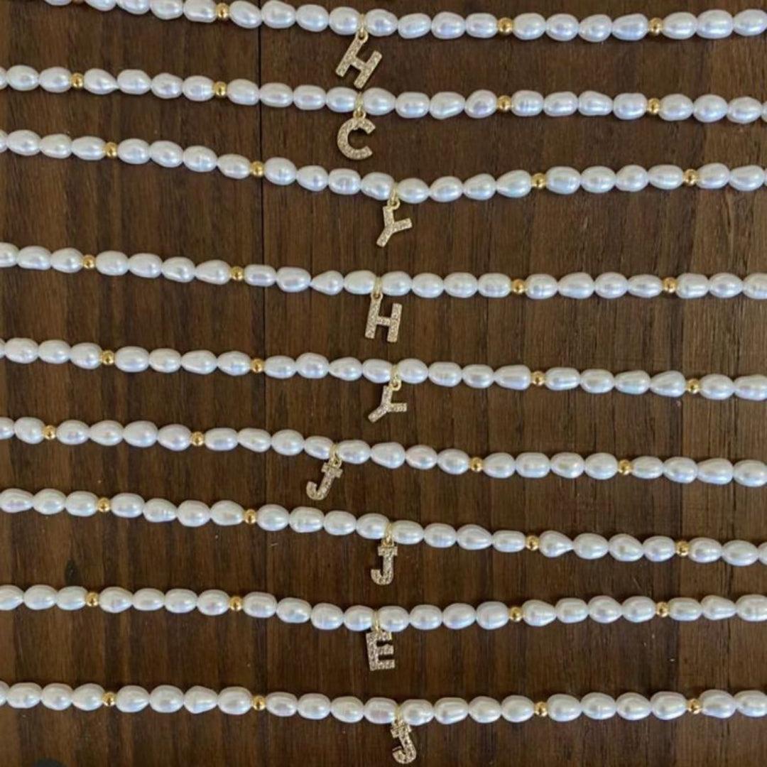 Vintage 26 Letter Pearl Necklace - Gembea Jewelry
