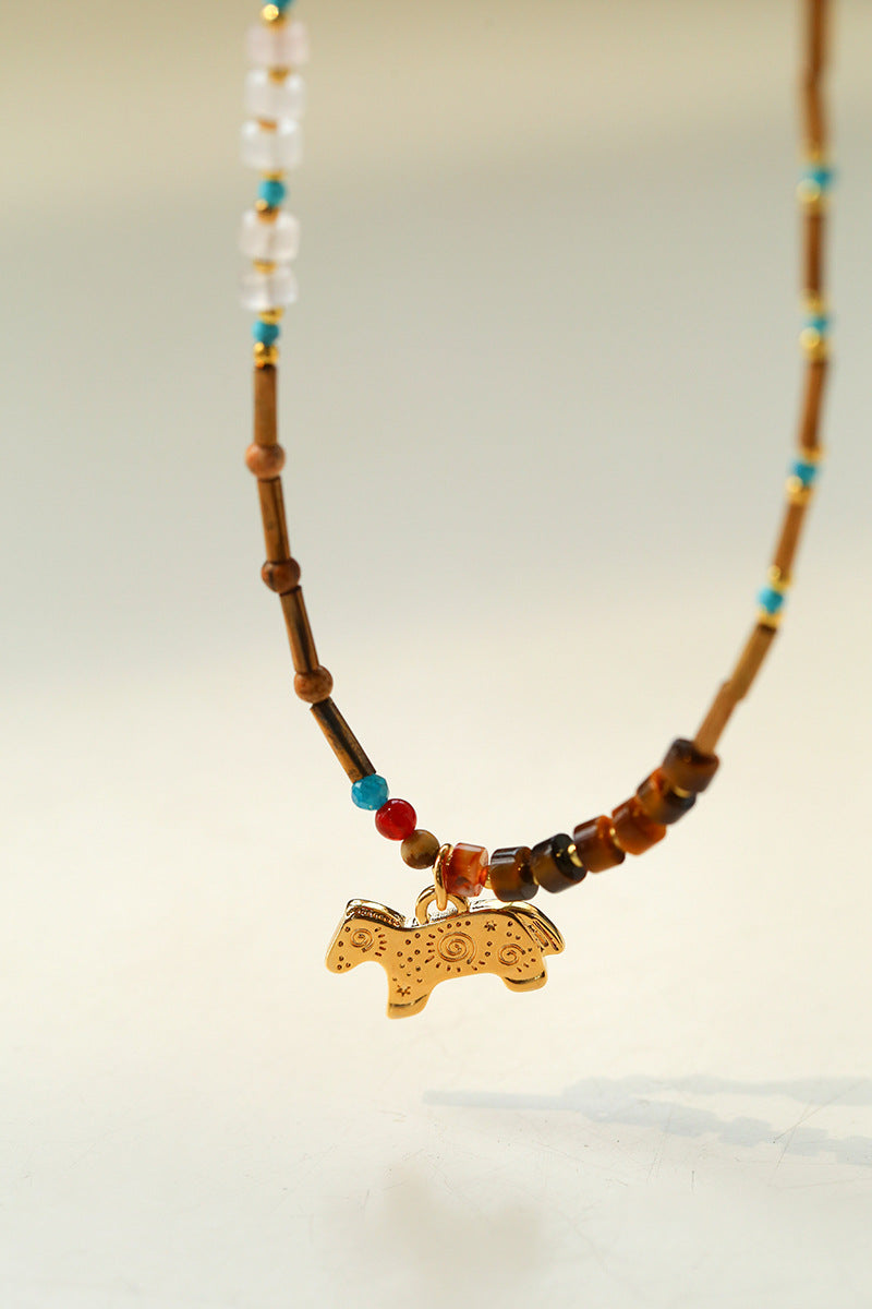 Pony Pendant Natural Stone Necklace-Gembea Jewelry