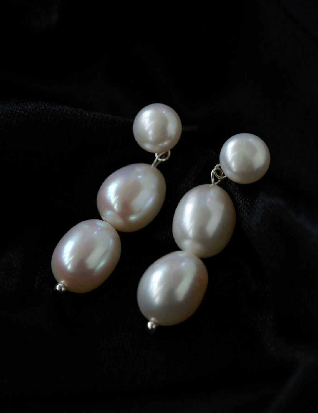 Three Freshwater Pearl Drop Earrings