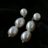 Three Freshwater Pearl Drop Earrings