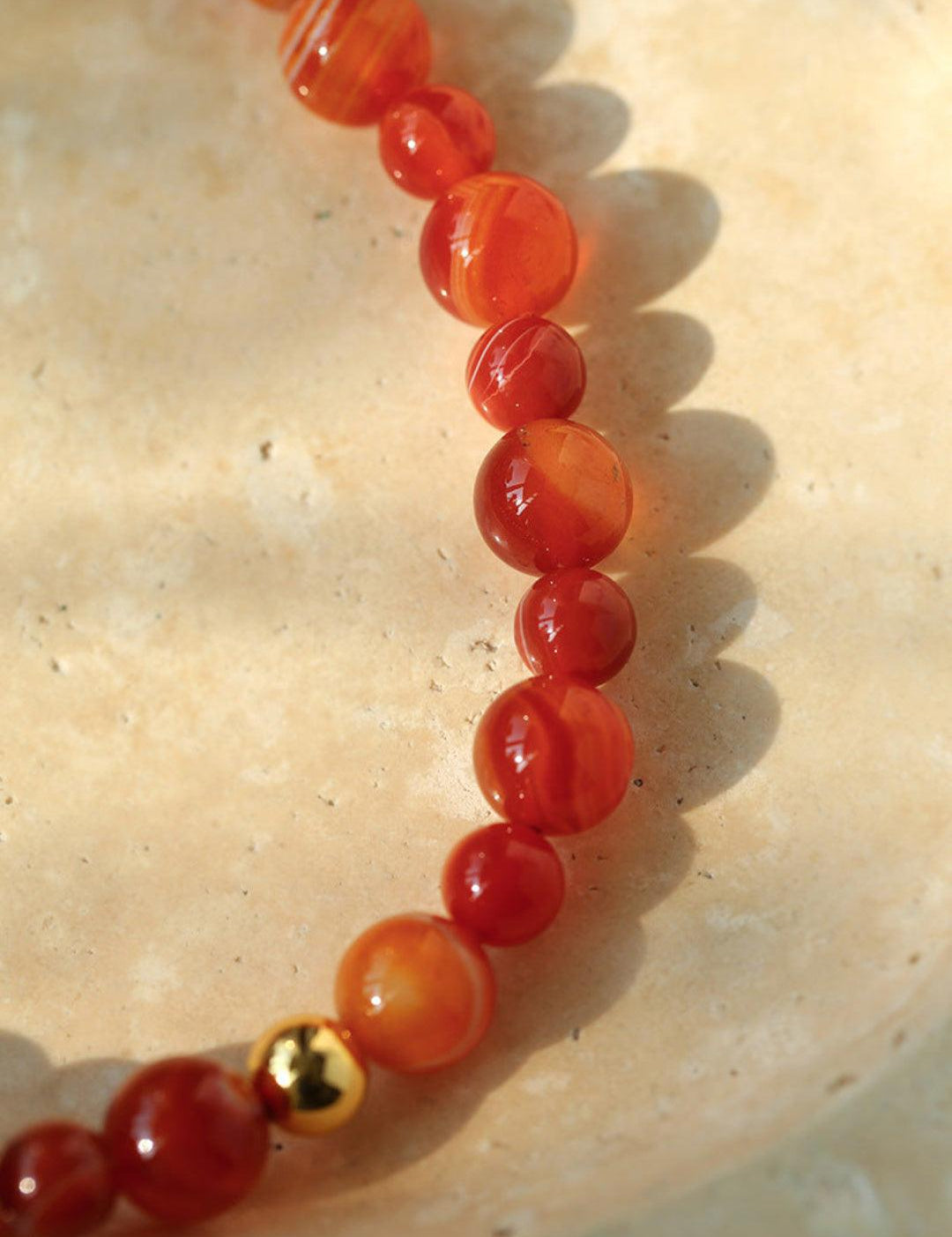 Primary Red Agate Round Beaded Bracelet - Gembea Jewelry