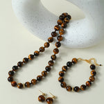 Tiger's Eye Stone Drop Earrings-Gembea Jewelry