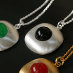 Brushed Metal Agate Pendant Necklace