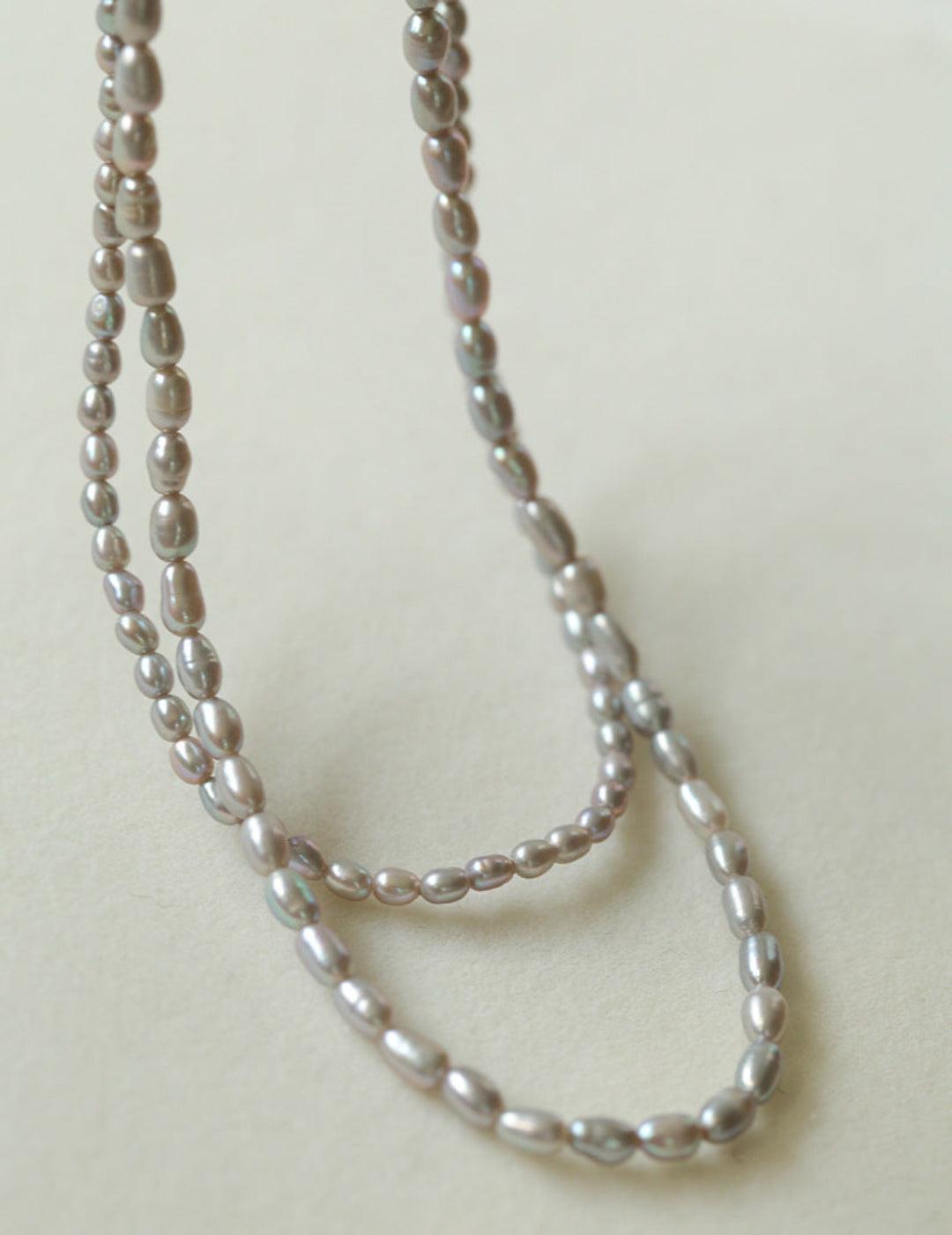 Grey Rice Pearl Necklace - Gembea Jewelry