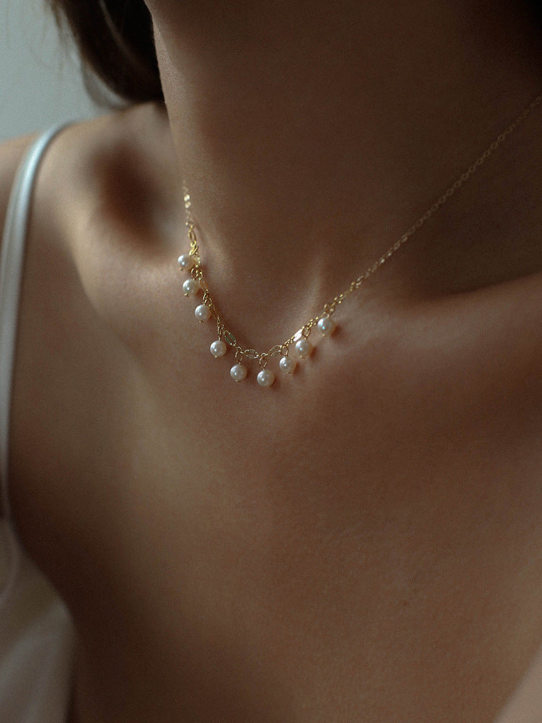 B Model Vintage 14K Gold Chain Pearl Necklace