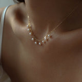 B Model Vintage 14K Gold Chain Pearl Necklace