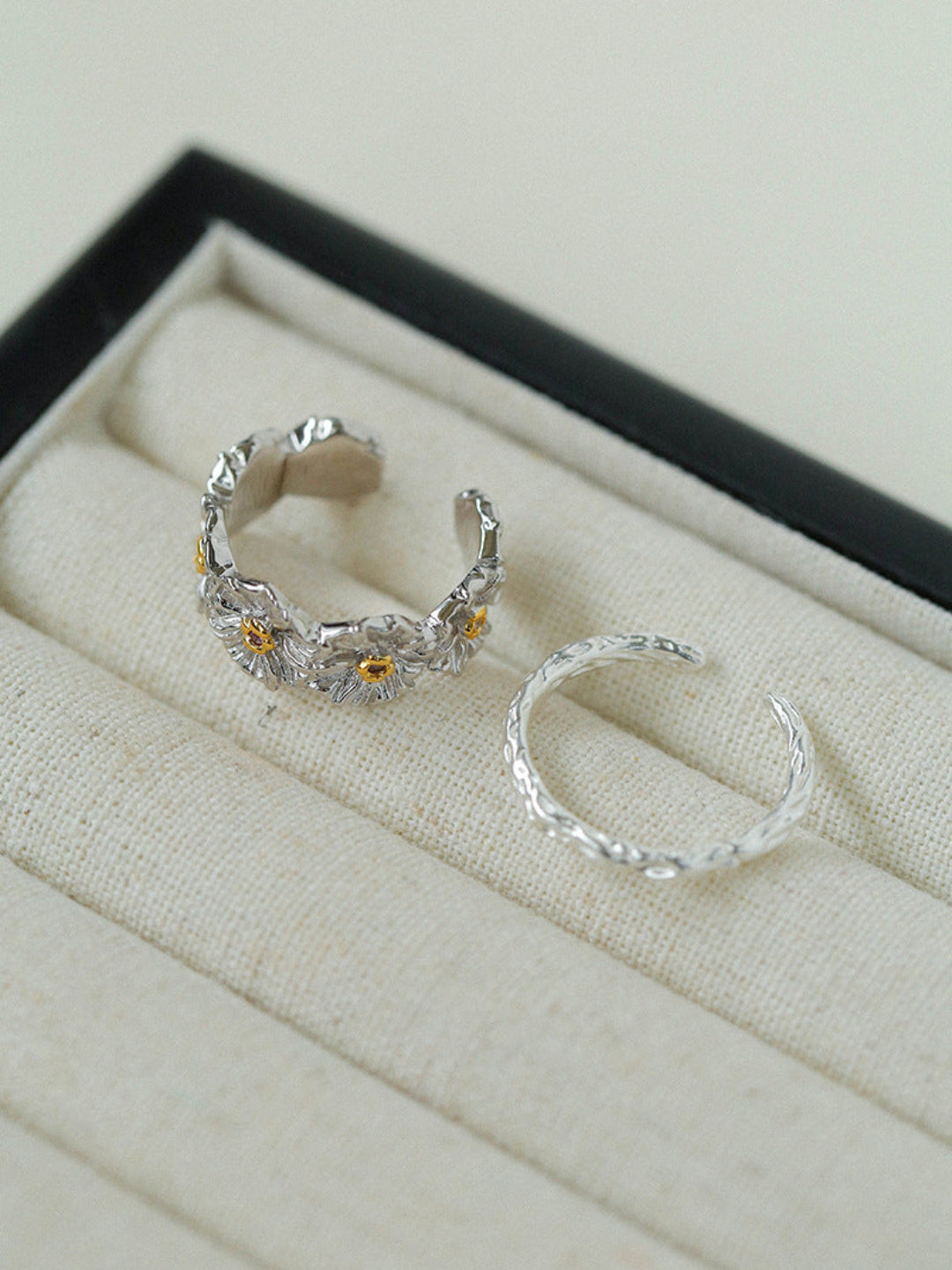 S925 Silver Little Daisy Open Set Ring