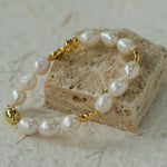 Magnetic Buckle Irregular Metal Pearl Bracelet