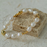 Magnetic Buckle Irregular Metal Pearl Bracelet