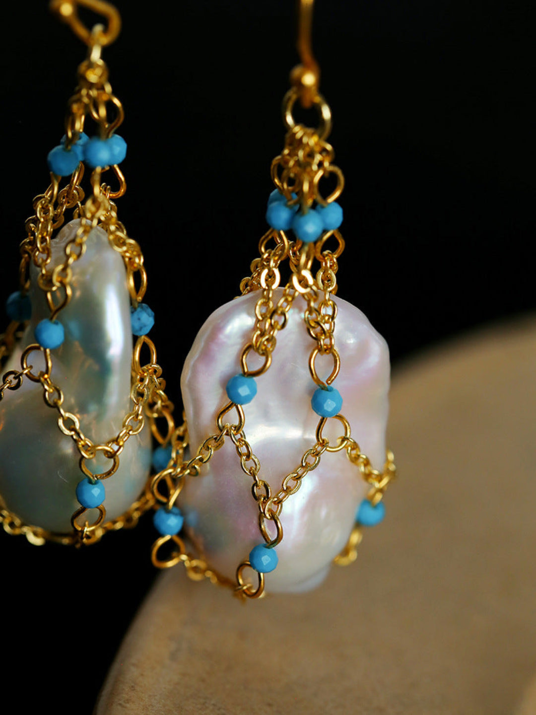 Spring Heartbeat Blue Turquoise Baroque Earrings