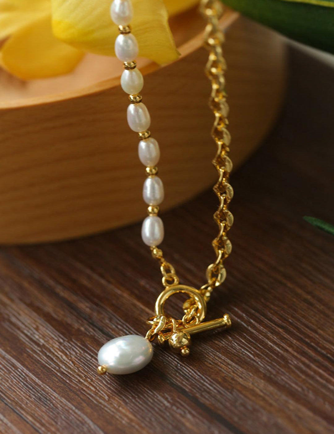 Y-shape Spliced Chain Pearl Necklace - Gembea Jewelry