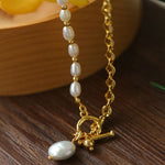 Y-shape Spliced Chain Pearl Necklace