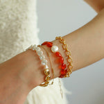 Metal Petal Baroque Pearl Bracelet