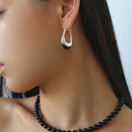 Water Drop Crystal Black Agate Earrings-Gembea Jewelry