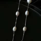 S925 Silver Chain Tassel Pearl Earrings