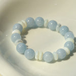 Gembea Jewelry Aquamarine White Scallop Beaded Bracelet