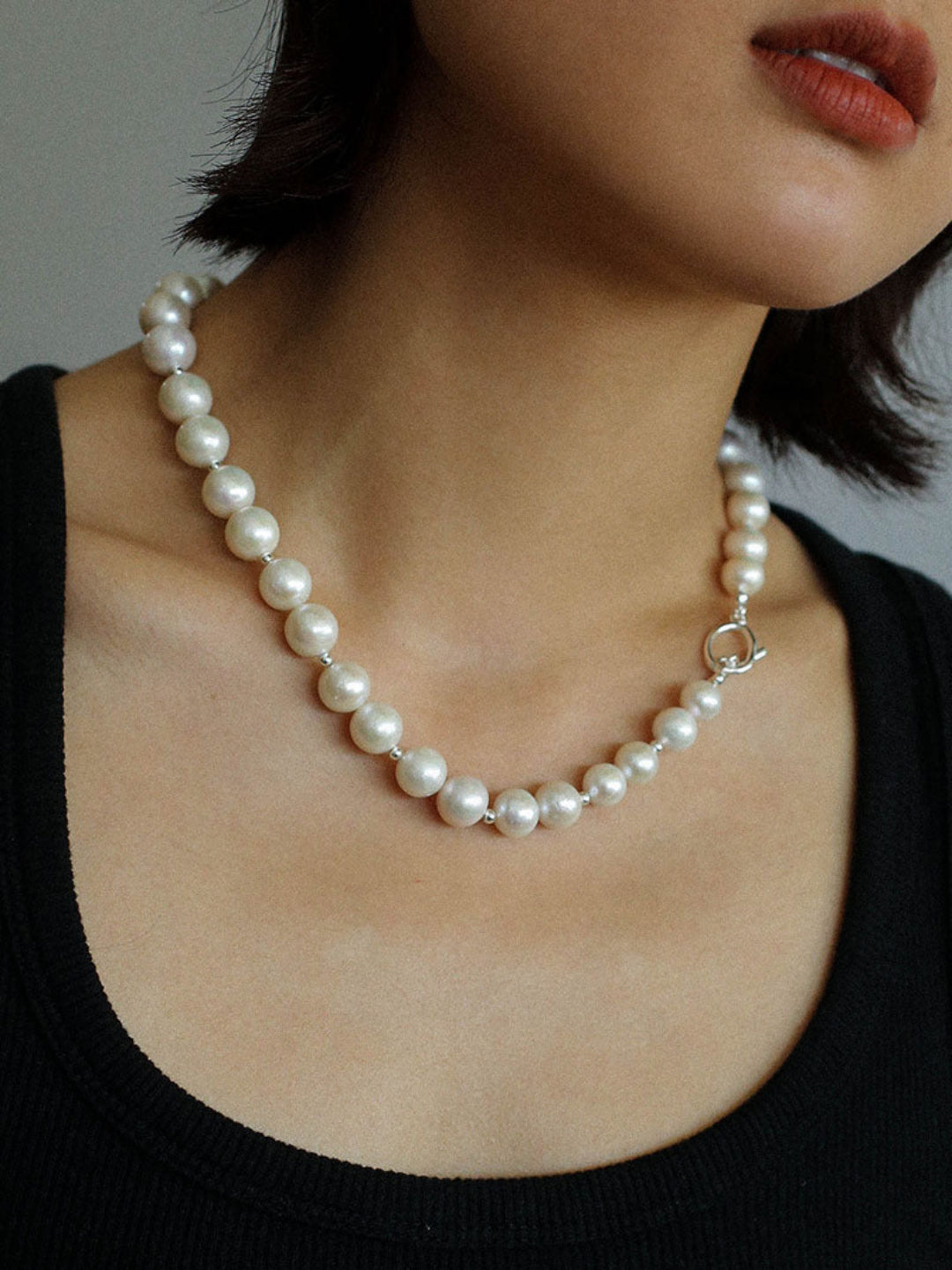 Round Baroque Pearl Beaded Necklace