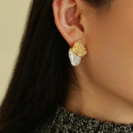 Foil Petals Baroque Stud Earrings