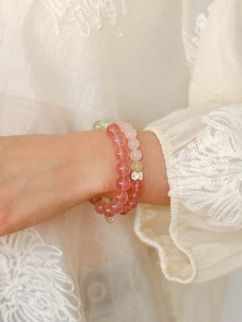 Summer Strawberry Crystal Grape Stone Bracelet Gembea Jewelry