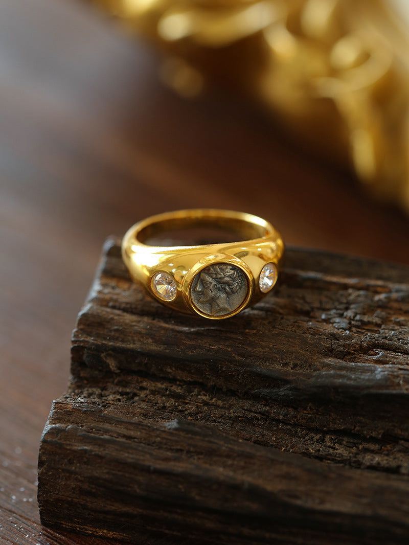 Style B Vintage Antique Coin Narcissus Gold Ring-Gembea Jewelry