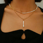 Gold Chain Baroque Pearl Necklace